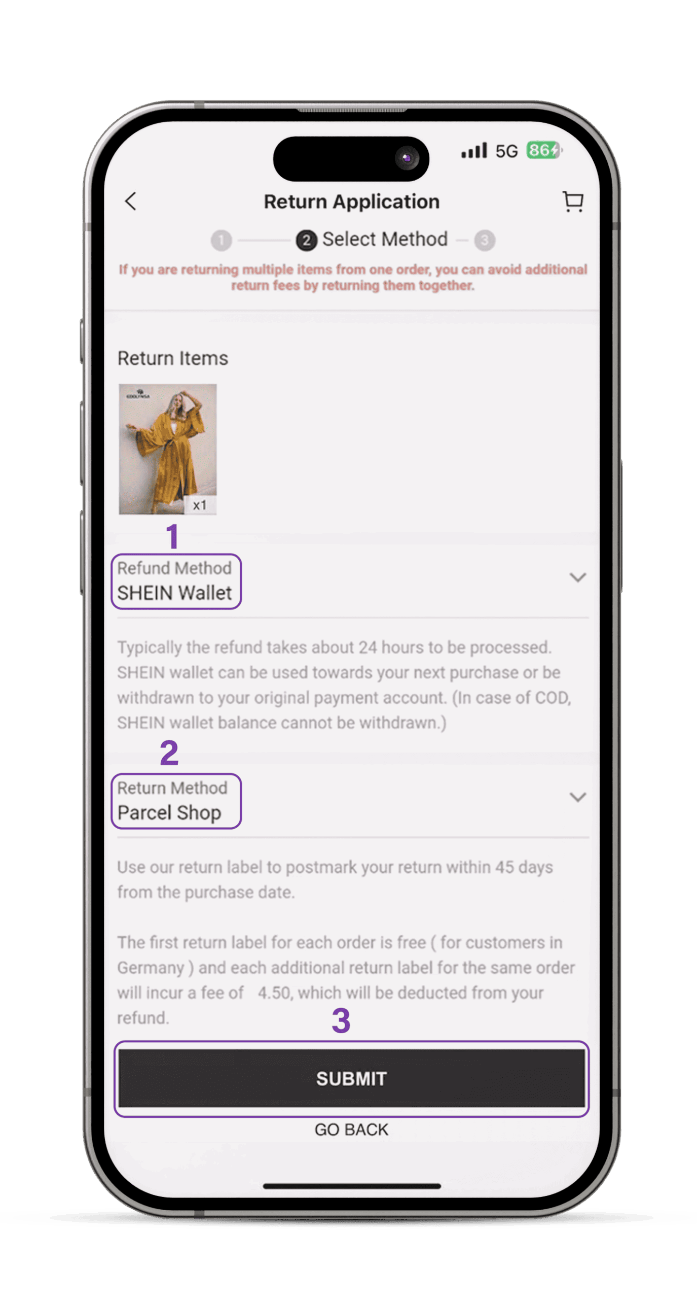 Step 4: Choose Return Method