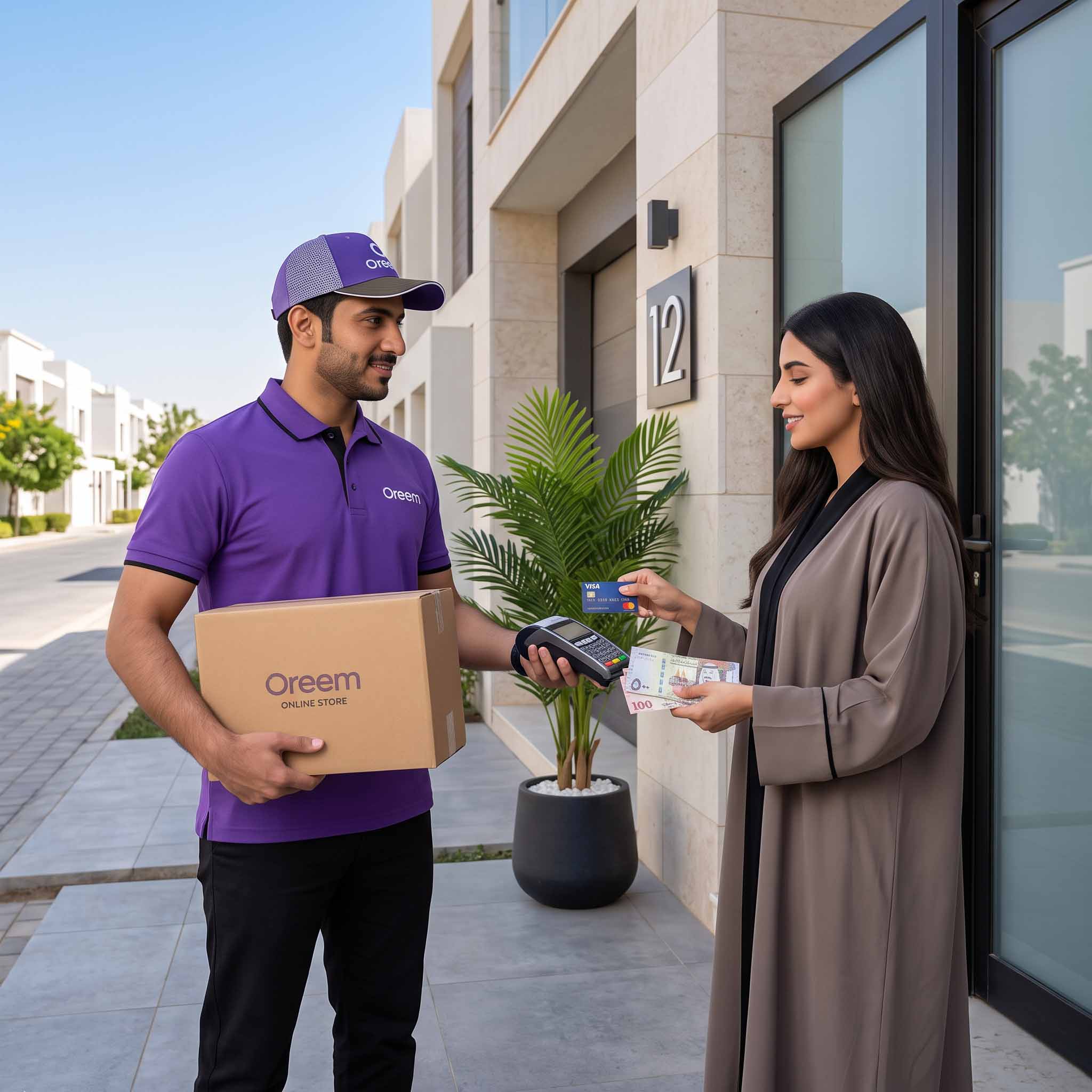 Oreem driver collecting cash on delivery in Bahrain