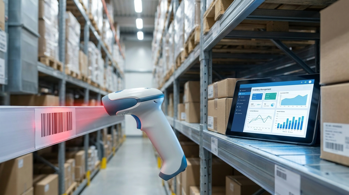 Real-time inventory management with barcode scanner in a Bahrain warehouse