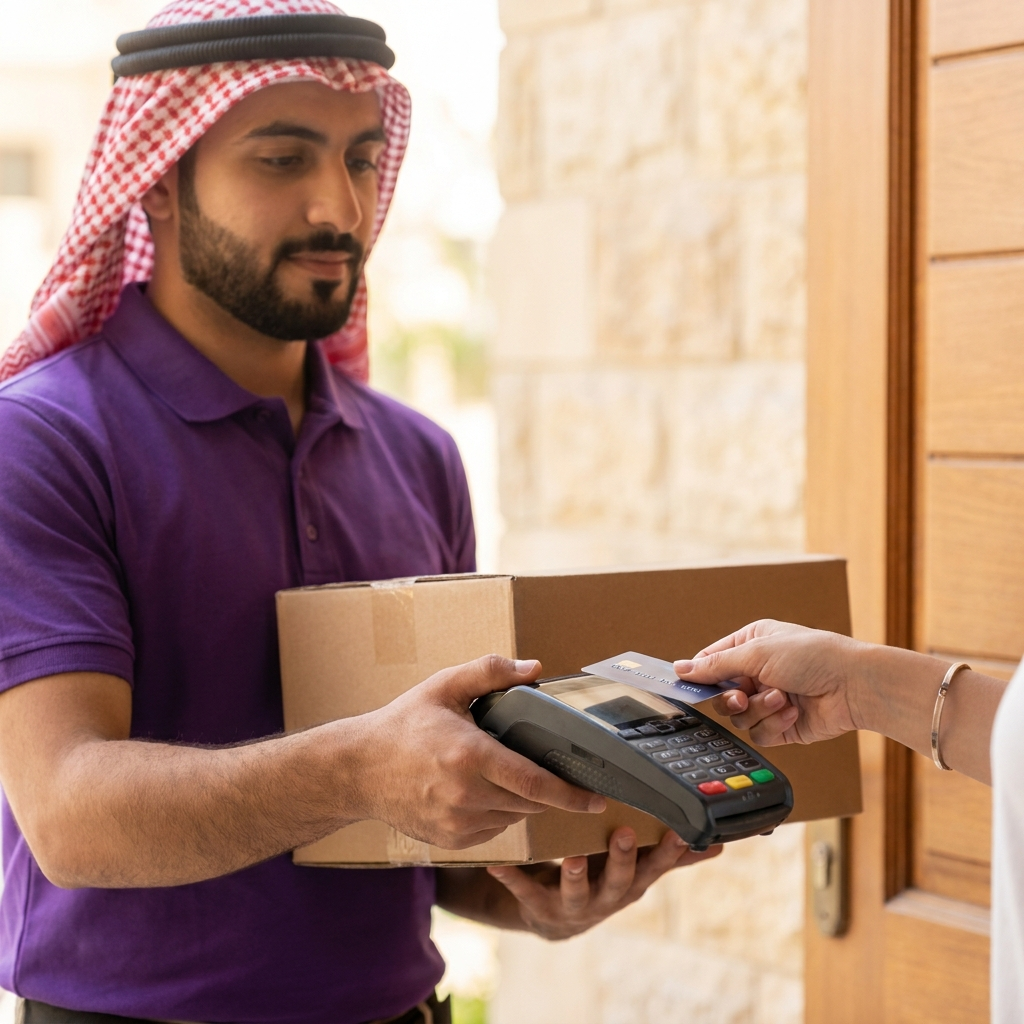 Oreem courier collecting cash on delivery in Bahraini Dinar for an imported parcel