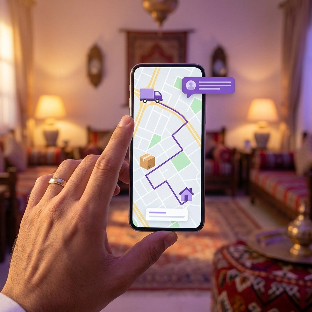 Live tracking and WhatsApp updates for a parcel shipped to Bahrain with Oreem