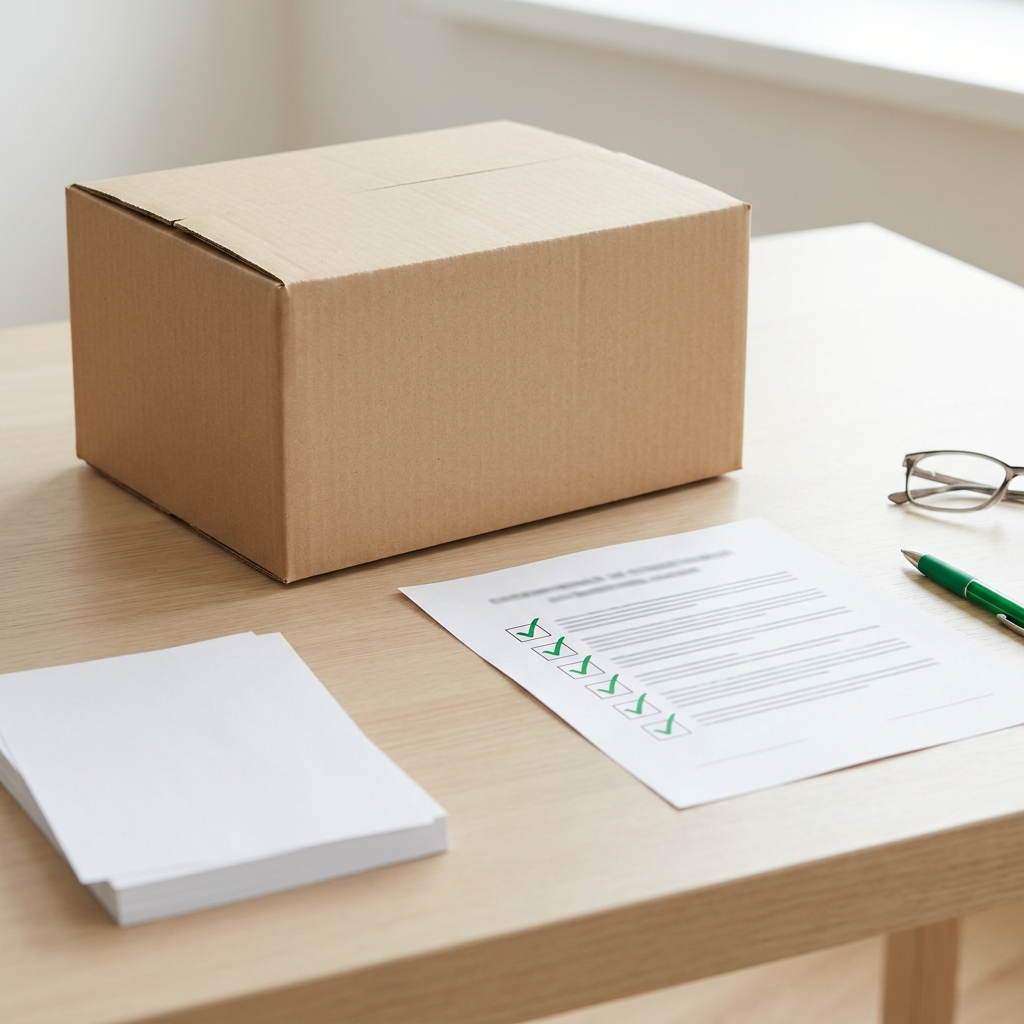 A compliant cardboard parcel with approved customs documents ready to ship to Bahrain