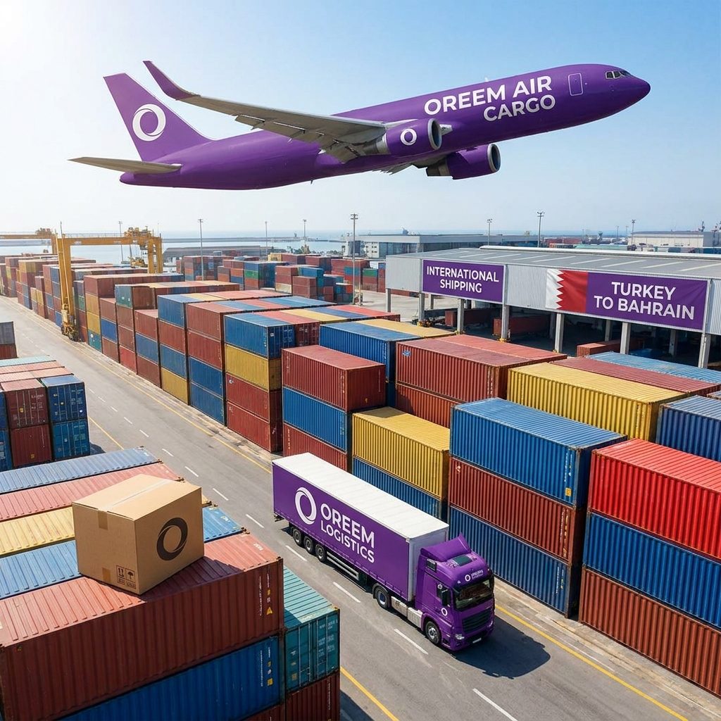 Oreem delivering a parcel shipped from Turkey to a door in Bahrain