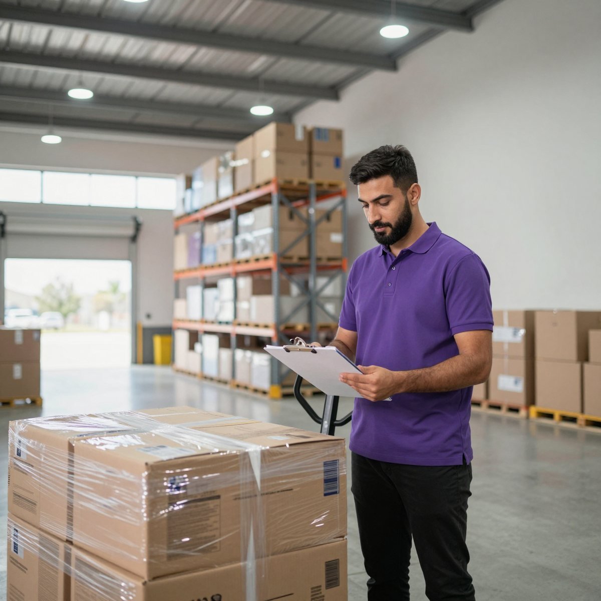 Oreem 3PL staff receiving a client stock delivery at the warehouse in Bahrain