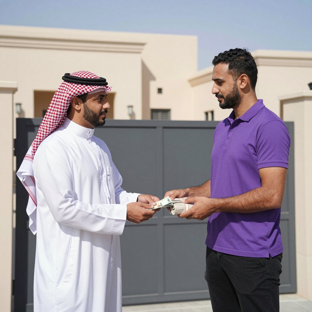 Oreem courier collecting cash on delivery in Saudi Riyal at a doorstep in Riyadh