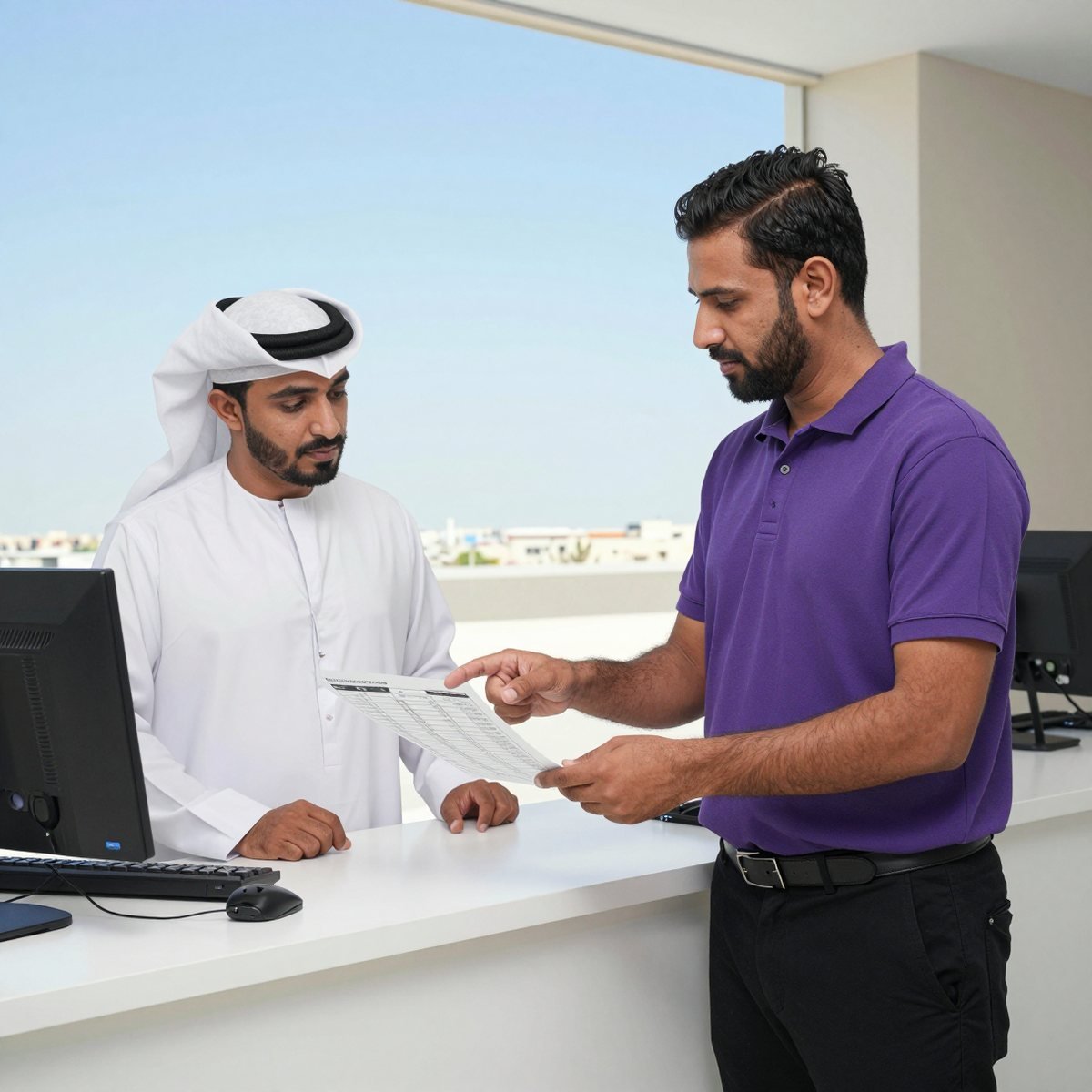 Oreem helping a customer choose between air and sea freight to Bahrain
