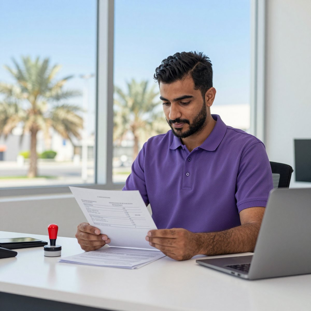 Oreem customs clearance agent checking import documents for Bahrain Customs