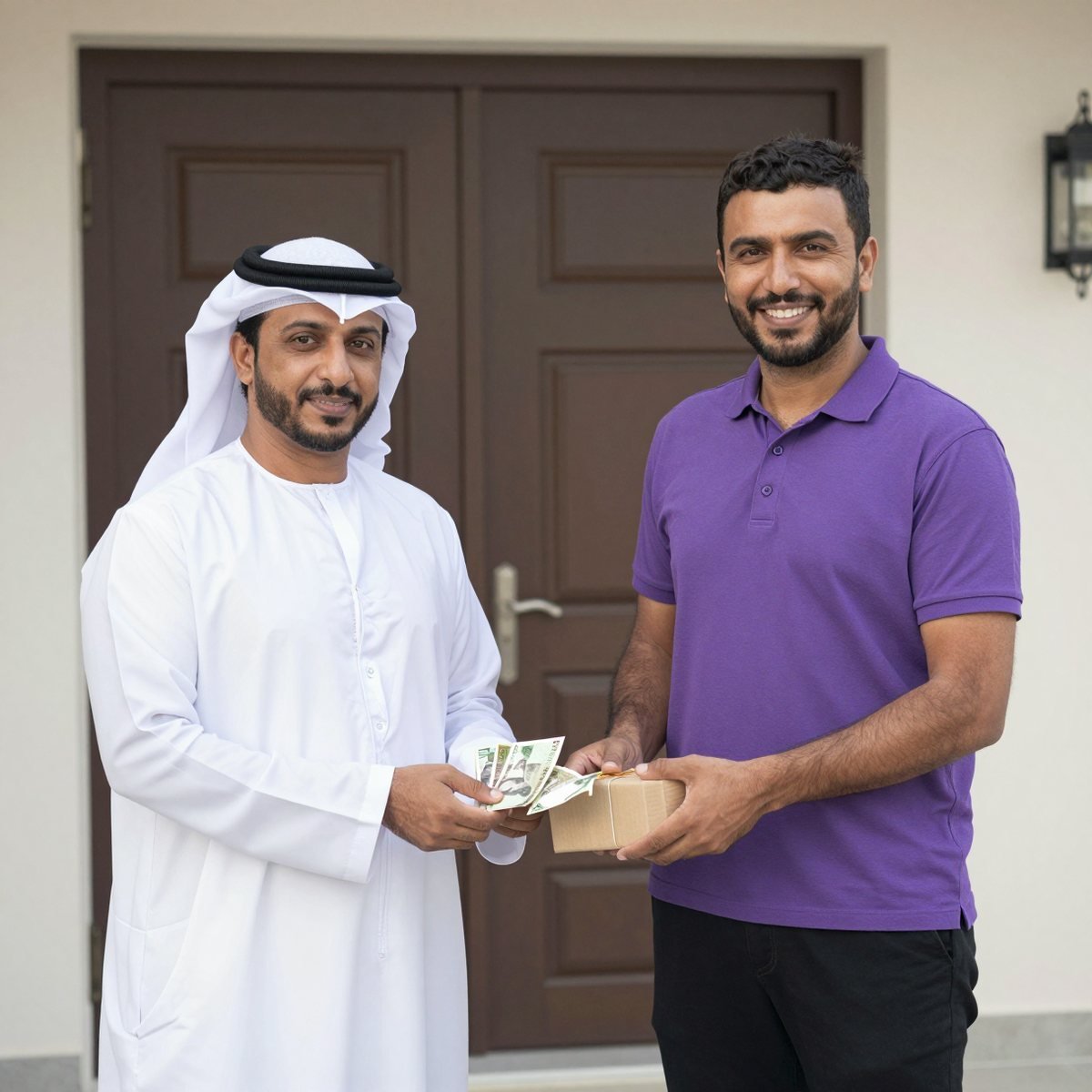 Oreem courier collecting cash on delivery in Bahraini Dinar for an online order