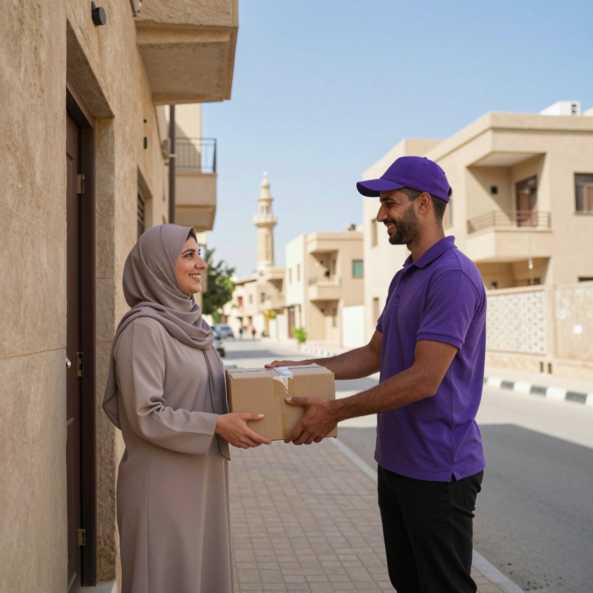 Oreem collecting a parcel in Egypt for door-to-door shipping to Bahrain