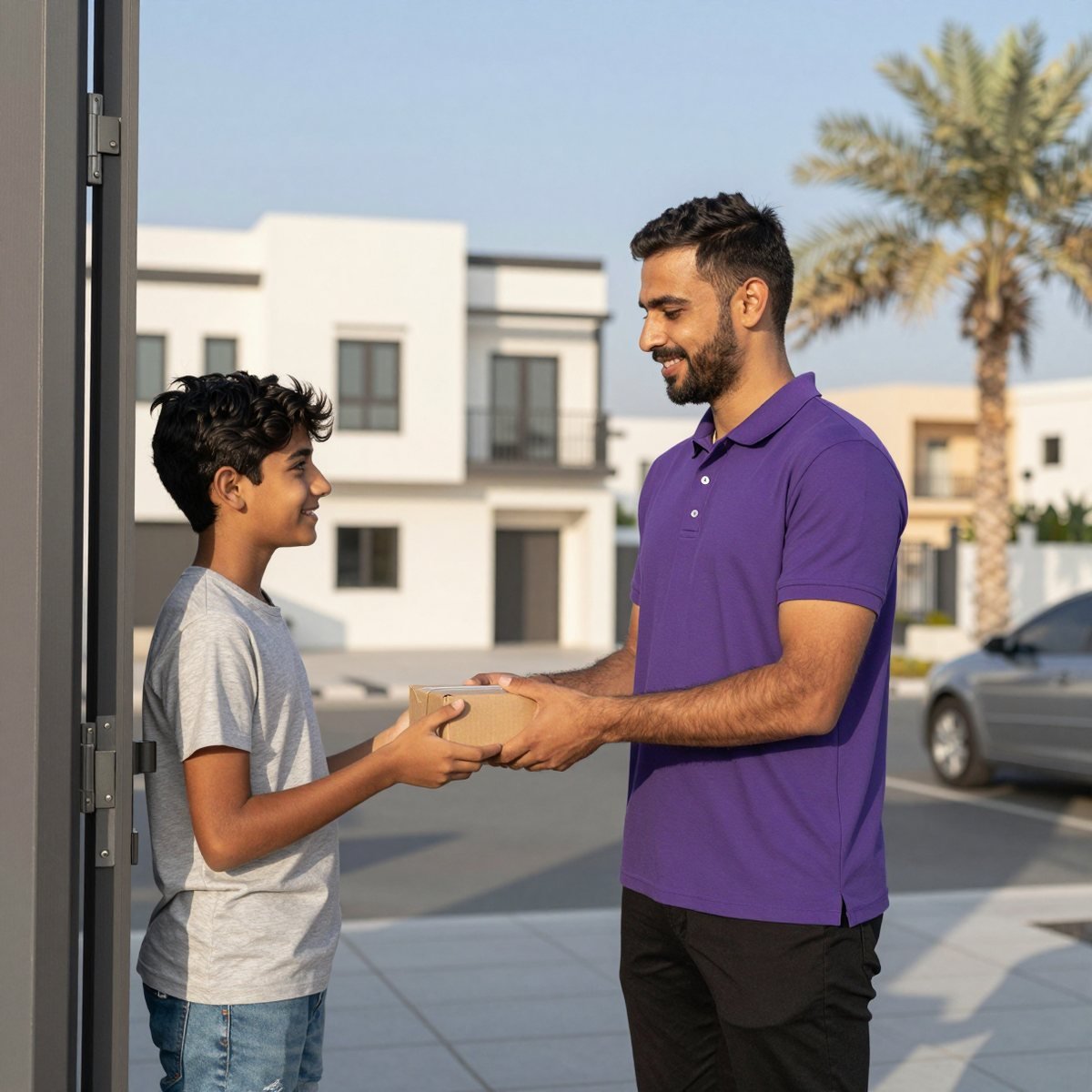 Oreem courier delivering a same-day order to a home in Bahrain