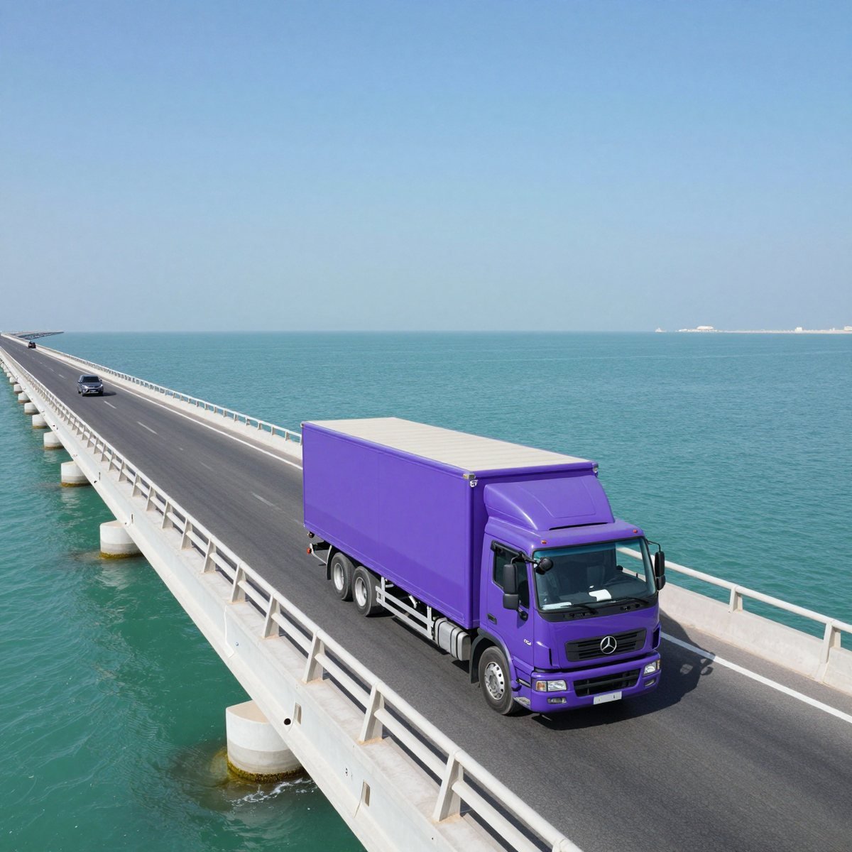 Oreem truck crossing the King Fahd Causeway from Bahrain to Saudi Arabia