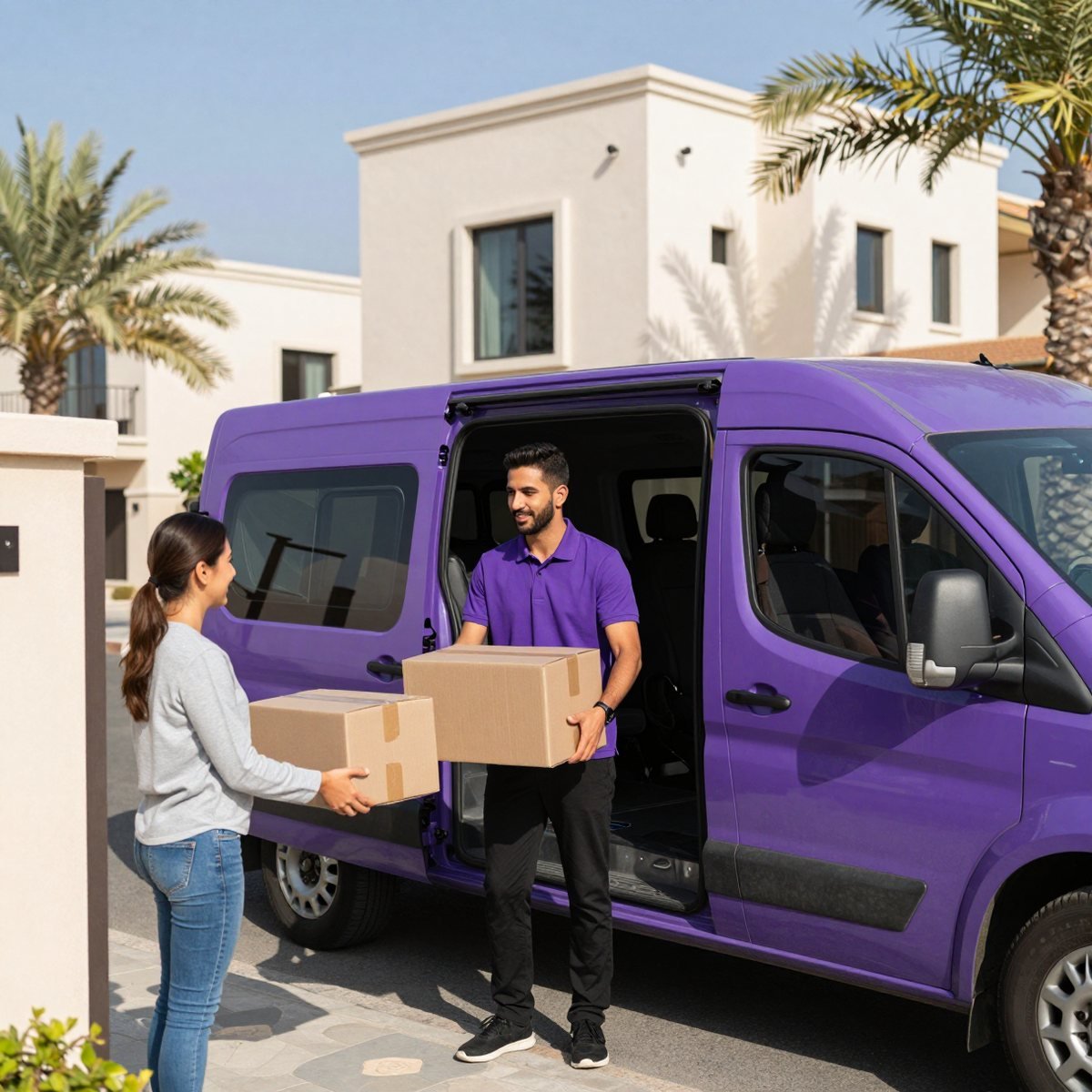 Oreem van collecting a balikbayan box from a home in Bahrain